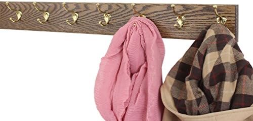 PegandRail Oak Wall Mounted Coat Rack with Solid Brass Hooks - Made in The USA 4.5" Ultra Wide - Made in The USA (Walnut, 15" x 4.5" with 3 Hooks) - Image 3
