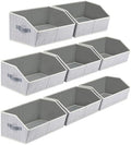 Homsorout Trapezoid Bins for Organization - 8 Pack Storage Cubes, Decorative Fabric Organizer Bins, Large Baskets for Storage, Linen Storage Organizer for Clothes, Books, Home, Light Gray by Homsorout