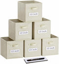 Storage Bins,13 Inch Cube Storage Bin with Labels,6pcs,Beige by Anyoneer