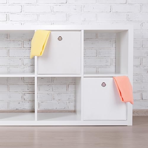 Relaxdays HLP Storage Box, Set of 4 Storage Cube, 30 x 30 x 30 cm, Folding Storage Box, Fabric, White - Image 2