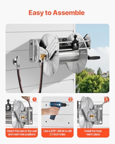 VEVOR Wall Mounted Garden Hose Reel Holds 150 ft 5/8-inch Water Hose Winder - Image 6