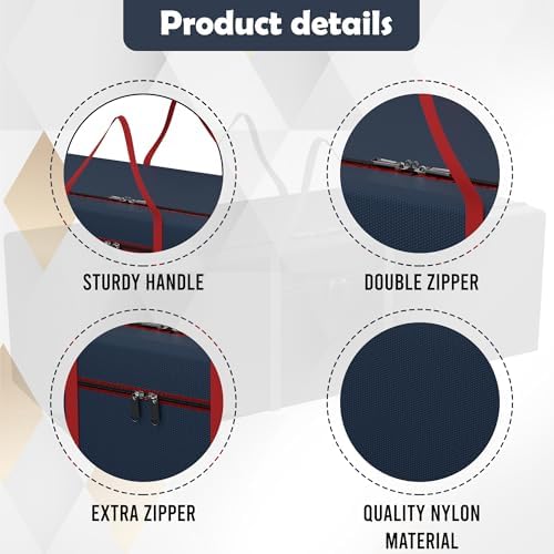 Kuber Industries Large Capacity 236 Liter Foldable Under Bed Storage Bags/Duffle Bags For Travel/Moving Bags/Wardrobe Organizer Bags | House Shifting, Travel, Hostel & Dorm Use | Red & Blue - Image 4