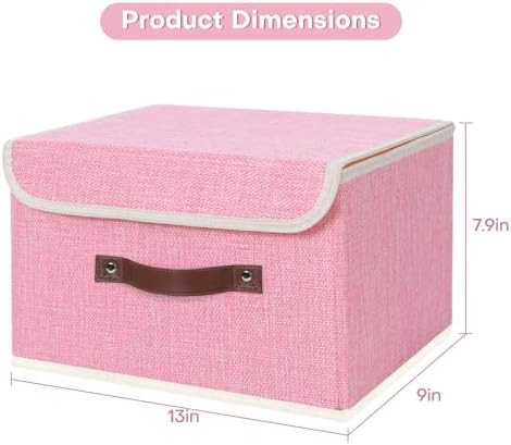 ANMINY Fabric Storage Box Bins with Lids, Pink, 13"x9"x7.9", 4 Pack - Image 5