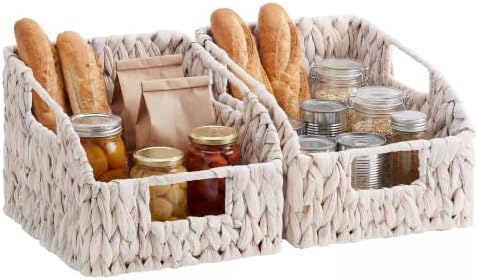 StorageWorks Pantry Baskets for Organizing, White Wicker Baskets, 2-Pack by StorageWorks