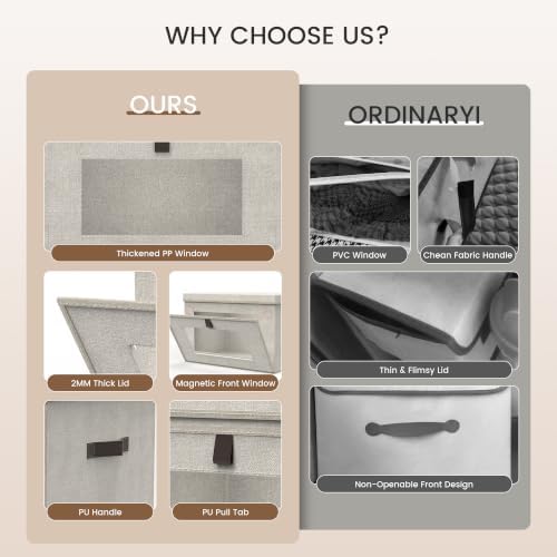 Magnetic Front Opening Fabric Storage Bins with Lids, 15x9.8x9.8in 4Pack - Image 5