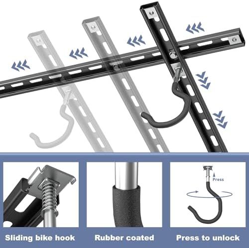 WALMANN Garage Ceiling Bike Rack, Adjustable Overhead Bicycle Storage System – Stores 3 Bikes Horizontally or 6 Bikes Vertically, Ceiling-Mount Bike Hanger for Road & Mountain Bikes - Image 5