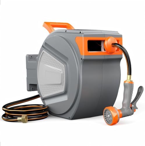 DUMOS Retractable Garden Hose Reel, 1/2 in X 78 ft Water Hose with Nozzle by DumosLifestyle