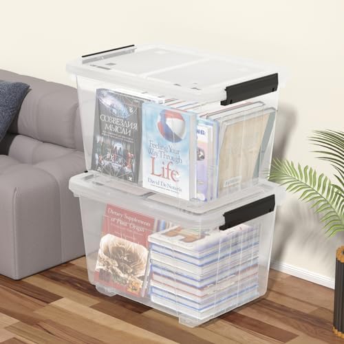 4-Pack 50 Qt Lidded Storage box, Large Clear Plastic Bin with Wheels - Image 4