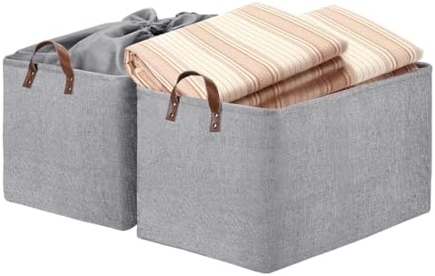 DULLEMELO Large Grey Storage Baskets 70L Oversized Dog Toy Bin Basket, Collapsible 22" X 15" X 13" Extra Large Fabric Baskets for Storage Clothes, Toys, Blankets Organizers (Grey) by DULLEMELO