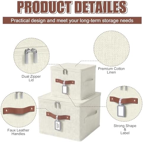 6 Pack Fabric Closet Storage Bins with Lids, 10×8×7 in, Beige - Image 3