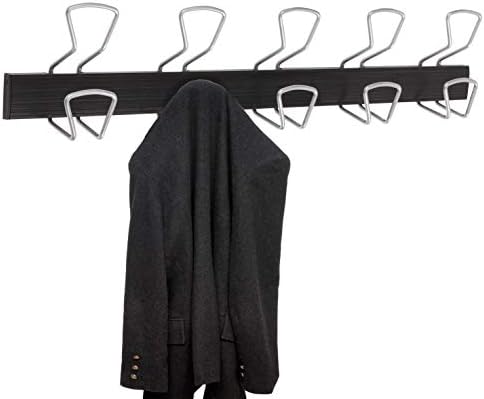 Alba Modern Wall/Door Mounted Coat Hanger with 5 Double Silver Wire Hooks, 30-Inch, Black - Image 2