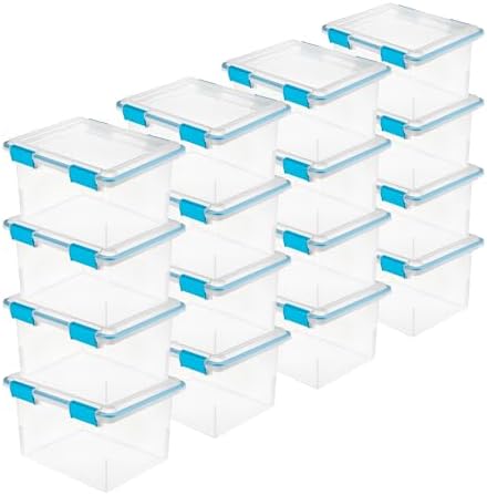 Sterilite Gasket Storage Box with Lids for Home & Office, 32 Quart, 16-Pack by Sterilite