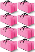 Cosy Family 8 Pack Heavy Duty Extra Large Moving Bags with Backpack Straps - Strong Handles & Zippers, Storage Totes For Space Saving, Fold Flat, Alternative to Moving Box, Pink by Cosy+Family