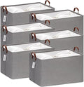 Hinwo 70L Extra Large Canvas Storage Bin with Lid and Handles, 6-Pack by Hinwo