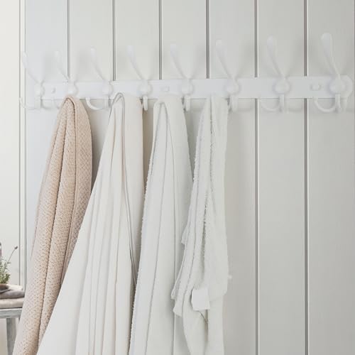Dseap Coat Rack Wall Mount - 29.5” Long 8-Tri-Hooks Heavy Duty Coat Hanger Rail Wall Hooks for Hanging Coats Hats Clothing Clothes Purse Mudroom Entryway, White - Image 5