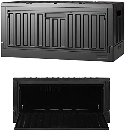 livinbox 45L Stackable Foldable bins for storage, Collapsible Storage Bins w/lids Side-Open Door, Home Office Bedroom Living Room Comic Books, Black, FB-6432S-BK by livinbox