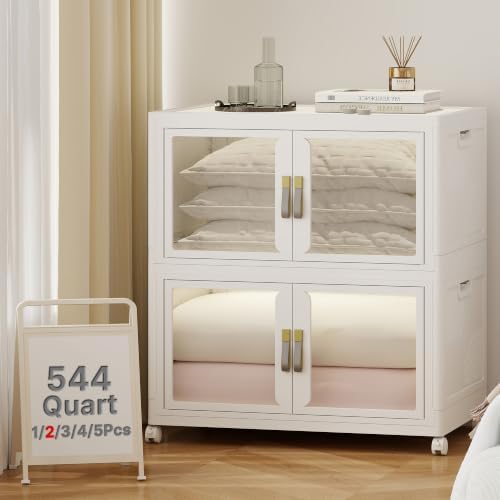 544QT Stackable Storage Bins with Lids, 136Gal Foldable Storage Cabinets by VNVTO