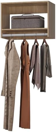 ROOMTEC 19.5" Tall Hanging Closet Unit, Modular Closet System with Hanging Rod, Wardrobe Organizer for Bedroom or Walk-in Closet, Wall Mounted, Customizable Clothes Storage Unit, Wood by ROOMTEC