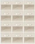Storage Bins with Clear Window, 11x11 Storage Cubes, Collapsible Cube Storage Box, Fabric Closet Organizers with Handles for Home, Office, Shelf, Closets, Living Room, Beige, 12 Pack by Unknown