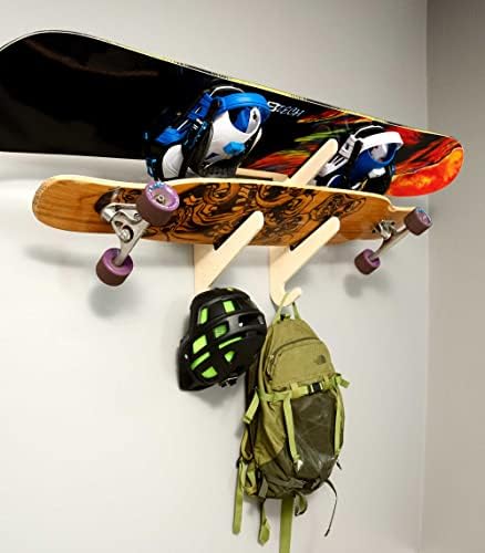 Grassracks Bamboo & Birch Snowboard Rack and Skateboard Rack - Moloka`i Series Snowboard Wall Mount by Grassracks