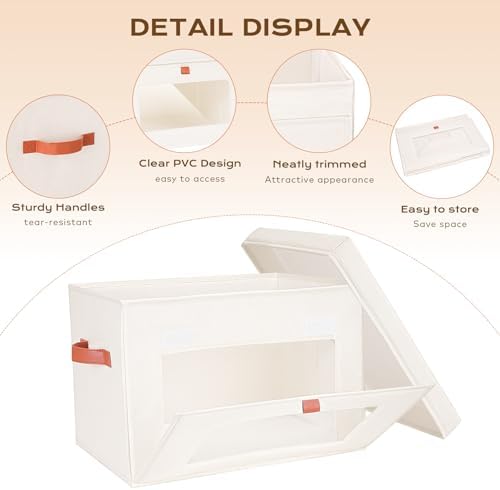 Fabric Storage Bins with Lids, 37 Qt, 4 Pack, Beige - Image 5