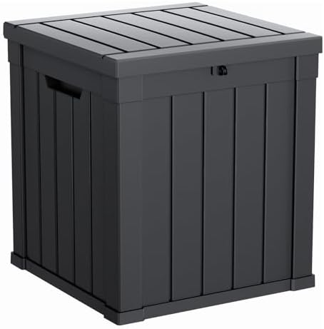 Vixzen 51 Gallon Deck Boxes Outdoor Waterproof, Lockable Resin Storage Box with lid for Furniture Cushions, Weatherproof Containers Outside Storage Boxes for Garden Patio Pool Tools(Black, 51 Gallon) by Vixzen