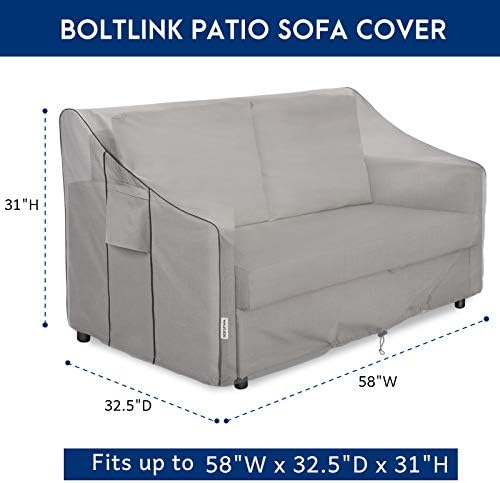 Patio Sofa Cover Waterproof, Heavy Duty, 58x32.5x31 in, 2-Seater - Image 2