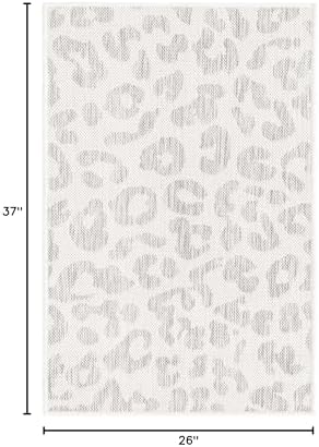 Unique Loom Outdoor Safari Collection Area Rug - Leopard (2' 2" x 3' 1" Rectangle, Ivory Gray) - Image 2
