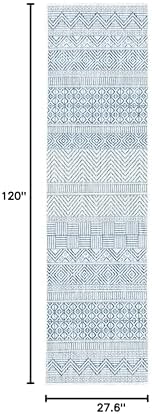 SAFAVIEH Washable Rug Outdoor Courtyard Collection - 2'3" x 10' Runner, Ivory & Navy, Non-Shedding & Easy Cleaning, Ideal for Patio, Entryway, Mudroom, Hallway, Kitchen (CY8196-53412) - Image 4