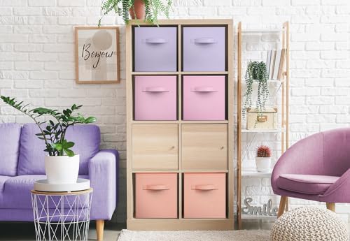 Sorbus 6-Pack Fabric Storage Cubes (13 Inch, Pastel Pink Orange Purple) - Image 3