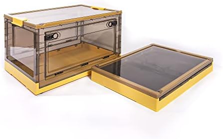 Best Home Fashion 2 packs LARGE Storage Bins Side Opening, Stackable Lid Collapsible, Foldable, Easy Tidy Up with Storage Box, Ideal for Home & Office Organization Storage Cube (Large, Yellow) - Image 5