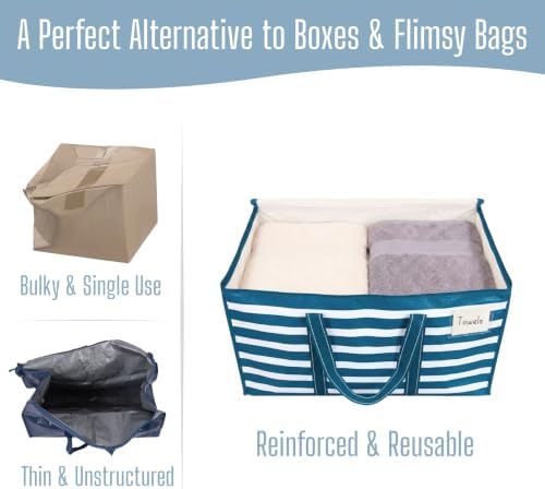 VENO 10 Pack Heavy Duty Moving Bags, Extra Large Storage Bags with Reinforced Handles & Strong Zippers, Foldable & Reusable Moving Box Alternative for Clothes & Dorm Storage - Image 5