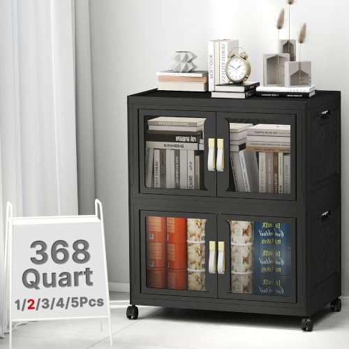 368QT Stackable Storage Bins with Lids, 92Gal Foldable Storage Cabinets by VNVTO