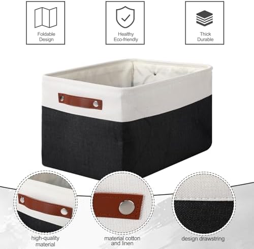 Uiifan 8 Pack 16 x 12 x 10 Inch Large Storage Baskets Collapsible Fabric Storage Cubes Bins with Handles for Shelves Closets Nursery Home Clothes Toys Organizers, Black - Image 5