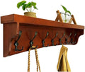 WEBI Wall Shelf with Hooks Underneath,35" Long Coat Rack Wall Mount with Shelf,Entryway Coat Rack with 7 Triple Hooks for Hanging Coats,Jacket,Bathroom,Cherry by WEBI