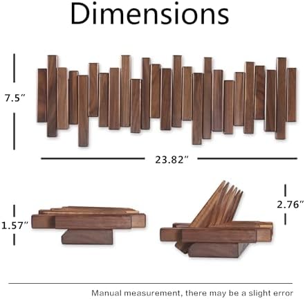 Coat Rack Wall Mount Piano Flip Down Wall Hook Rack 6 Hooks Walnut - Image 6