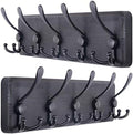 SKOLOO Rustic Wall Mounted Coat Rack: 16" Stud Spacing, Pine Real Wood Plank Wall Coat Rack with 5 Triple Hooks, Farmhouse Coat Hanger Wall Mount for Hanging Backpack Jacket Coat Hat,Pack of 2 by SKOLOO
