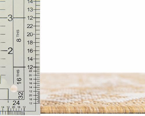 Rugs.com - Outdoor Aztec Rug – 5 Ft Octagon Natural Indoor/Outdoor Rug – Weather-Resistant Flatweave for Patios, Decks, and Porches - Image 2