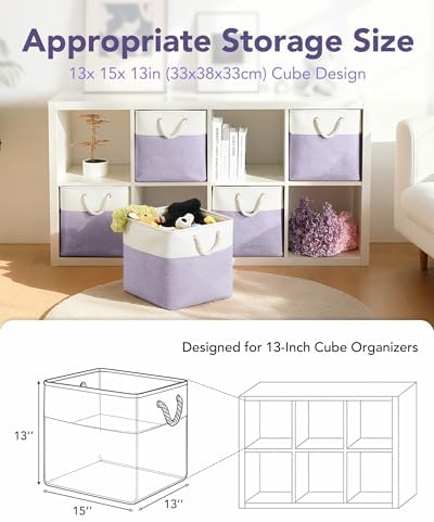 13x15x13 Inch Large Storage Bins with Cotton Rope Handles 6-Pack - Image 2