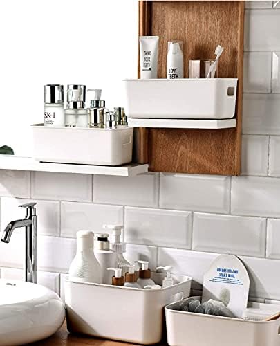 Set Of 8 Plastic Storage Bins,Versatile Kitchen Pantry Organization and Storage,for Plastic Storage Container Under Bed,Under Sink Bathroom Organizer (White, 8 Pack - Image 5