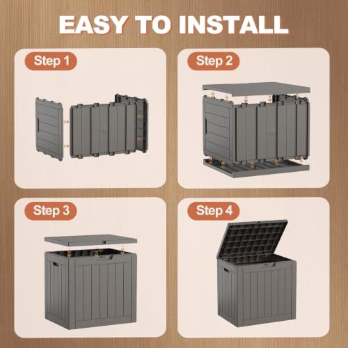 EFU Outdoor Storage Box 42 Gallon Deck Box, Waterproof Resin, Black - Image 6