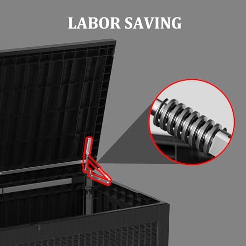 320 Gallon Deck Boxes Outdoor Waterproof, Outdoor Storage Box with Lockable Lid & UV-Resistant for Patio Furniture, Outdoor Cushions, Garden Tools and Pool Supplies, Black - Image 4