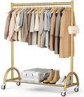 MISSLO Heavy Duty Clothing Rack with Wheels Rolling Clothes Racks for Hanging Clothes, Coats, Garment, Dress, Gold by MISSLO