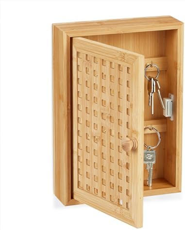 Relaxdays Bamboo Key Cabinet - Natural, 27x19x7.5cm by Relaxdays