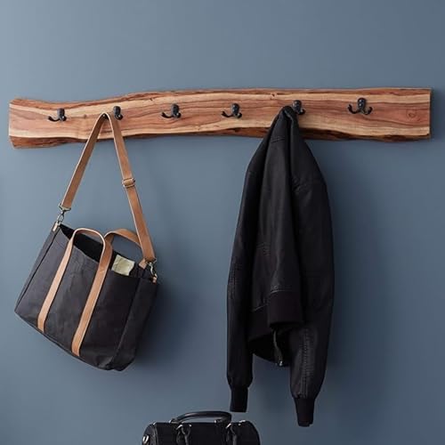 Alaterre Furniture Alpine Natural Live Edge Wood Coat Rack – 48 Inch Solid Wood Wall-Mounted Coat Hook with 6 Double Hooks – Modern Farmhouse Storage Organization for Entryway, Hallway, or Mudroom - Image 5