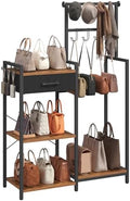MAHANCRIS 3-Tier Tall Purse Organizer Rack with 11 Hooks & Pull-Out Drawer by MAHANCRIS