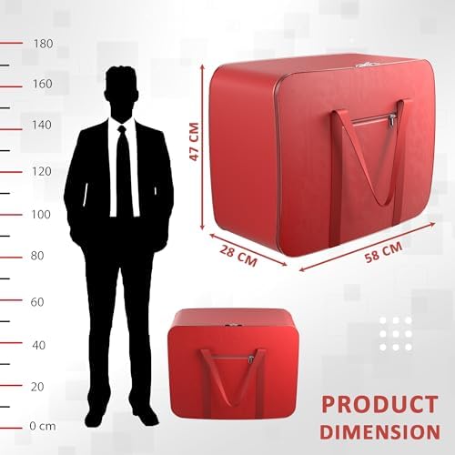Kuber Industries Pack of 6 Storage Bag | Clothes Storage Bag | Rexine Underbed Storage Bag | Wardrobe Organizer for Blanket-Comforters | Foldable Attachi Bag with Handle | Large | Red - Image 3