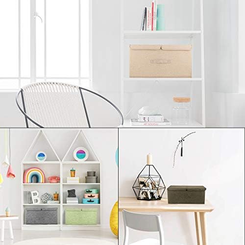 2 Pack Storage Boxes with Lids and Handles, Collapsible Linen Storage Bins Organizer Containers Baskets Cube with Removable Divider for Home Bedroom Closet Office (Cream, Large) - Image 6