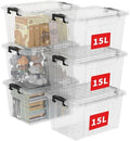 Cetomo 18Qt*6 Plastic Storage Bins, Storage Box, 6 Pack, Organizing Container with Durable Lids and Secure Latching Buckles, Stackable and Nestable, Clear with Black Buckle by Cetomo