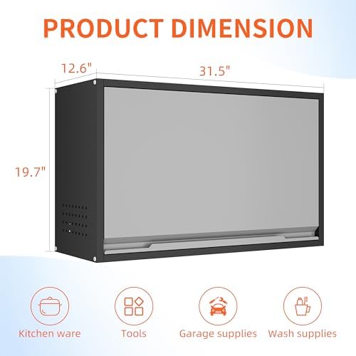 Garage Wall Cabinet, 19.7" H Metal Wall Cabinet with Up-Flip Door - Image 3